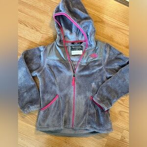 The North Face Gray & Pink Fleece Jacket‎ Size M 10/12